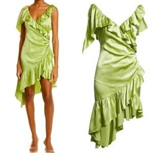Cinq a Sept 100% Silk Petunya Ruffle Silk Dress Prickly Pear Size 6 New w/ tags!